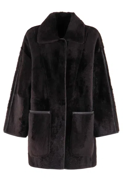 Max Mara Leather Outerwear In Multi