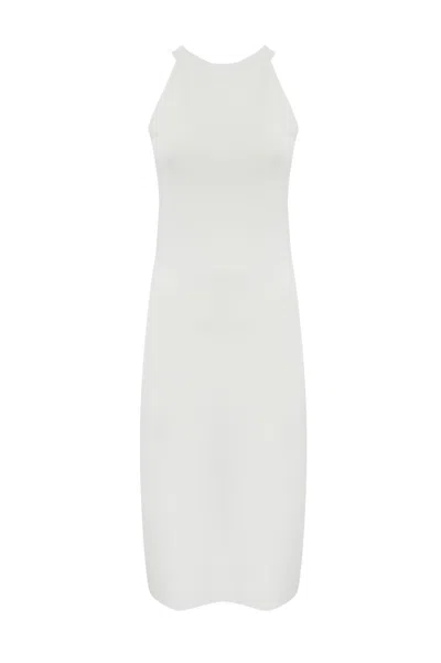 Max Mara Pirenei Dress In Stretch Viscose In Bianco Ottico