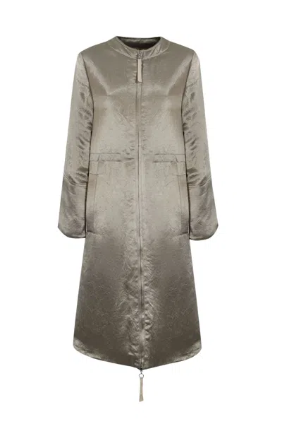 Max Mara Piroga Bomber Jacket In Acetate Satin In Sabbia
