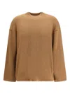 Max Mara Pisano Wool Cashmere Blend Crewneck Kint Relaxed Fit Knitwear Beige In Brown