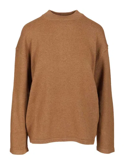 MAX MARA PISANO WOOL CASHMERE BLEND CREWNECK KINT RELAXED FIT KNITWEAR BEIGE