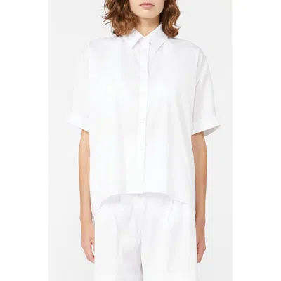 Max Mara Pittura Short Sleeve Stretch Cotton Blend Cover-up Shirt In White