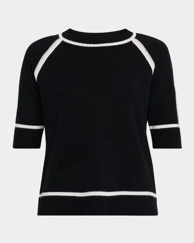 Max Mara Piuma Half-sleeved Wool-cashmere Sweater In Black