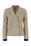 Max Mara Double-breasted Virgin Wool Blazer In Brown