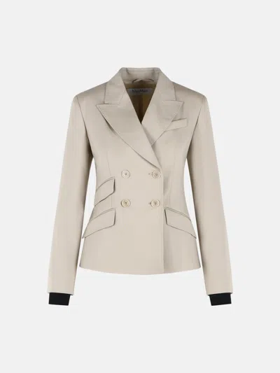 Max Mara Double-breasted Virgin Wool Blazer In Brown