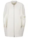 Max Mara Zip-front Coat In Bianco