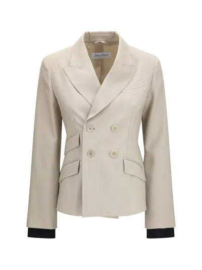 Max Mara Placido Double-breasted Blazer In Wool, Mohair, And Silk In Gray