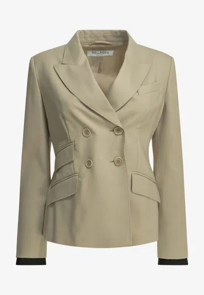 Max Mara Placido Double-breasted Wool Blazer In Brown