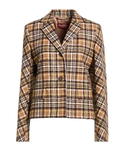 Max Mara Plaid Cropped Blazer In Multi