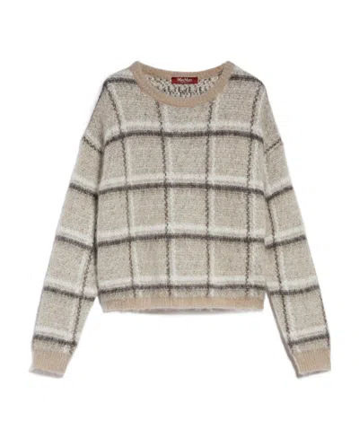 Max Mara Plaid Pattern Jacquard Sweater In Brown