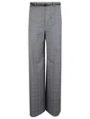 Max Mara Plaid Pattern Wide-leg Trousers With High Waist In Gray