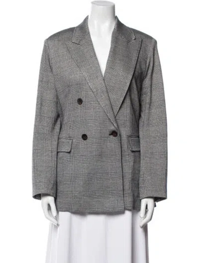 Pre-owned Max Mara Plaid Print Blazer In Black