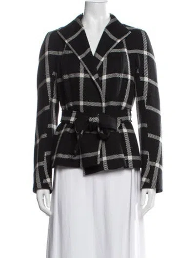 Pre-owned Max Mara Plaid Print Blazer In Black