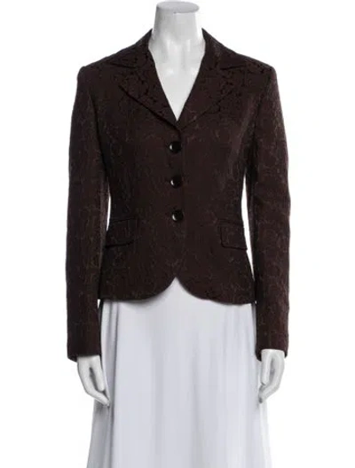 Pre-owned Max Mara Plaid Print Blazer In Brown