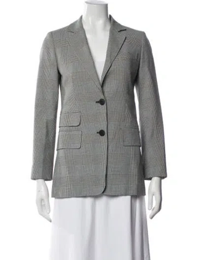 Pre-owned Max Mara Plaid Print Blazer In Grey