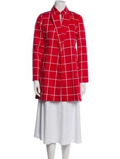 Pre-owned Max Mara Plaid Print Blazer In Red