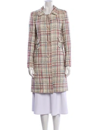Pre-owned Max Mara Plaid Print Coat In Neutral