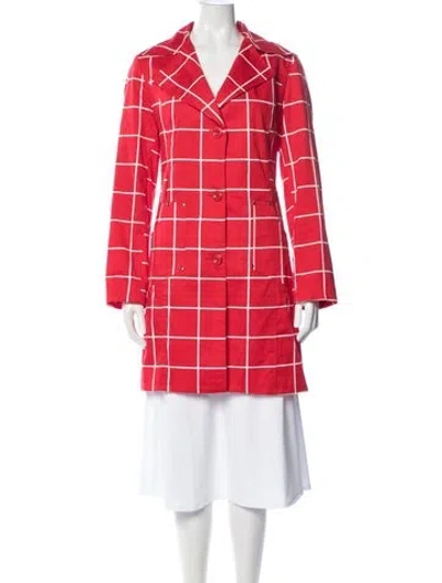Pre-owned Max Mara Plaid Print Coat In Red