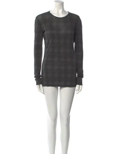 Pre-owned Max Mara Plaid Print Crew Neck Tunic In Gray