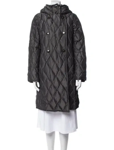 Pre-owned Max Mara Plaid Print Down Coat In Gray