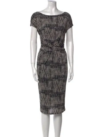 Pre-owned Max Mara Plaid Print Knee-length Dress In Black