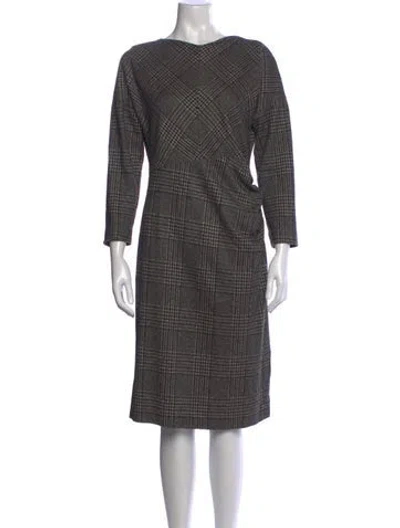 Pre-owned Max Mara Plaid Print Knee-length Dress In Black