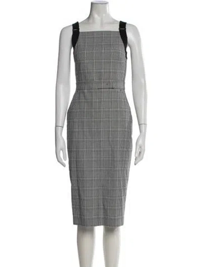 Pre-owned Max Mara Plaid Print Knee-length Dress In Gray