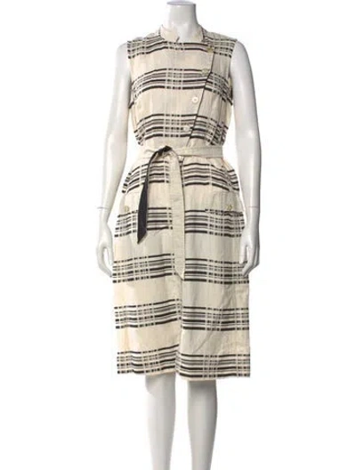 Pre-owned Max Mara Plaid Print Knee-length Dress In Neutral