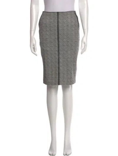 Pre-owned Max Mara Plaid Print Knee-length Skirt In Gray