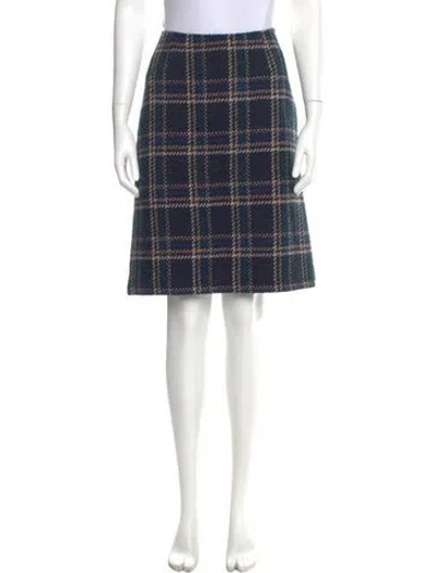 Pre-owned Max Mara Plaid Print Knee-length Skirt W/ Tags In Blue