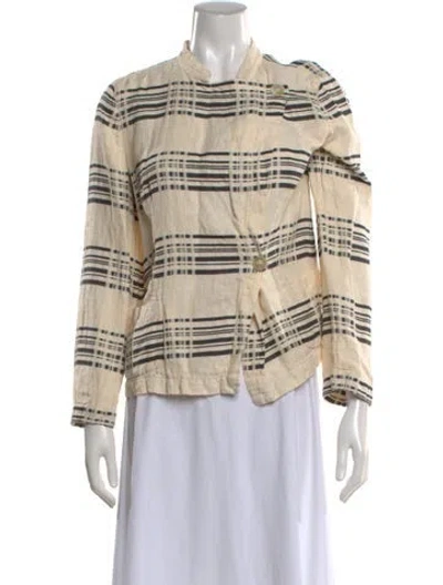 Pre-owned Max Mara Plaid Print Long Sleeve Button-up Top In Neutral