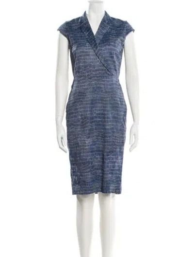 Pre-owned Max Mara Plaid Print Midi Length Dress In Blue