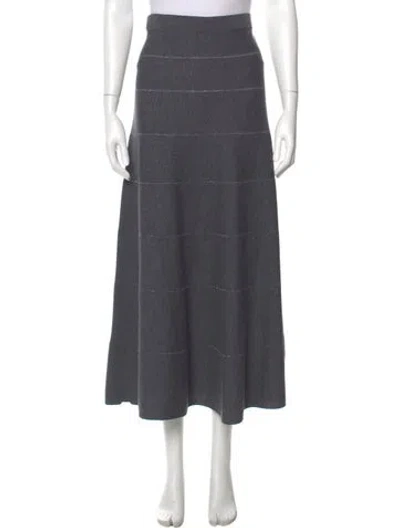 Pre-owned Max Mara Plaid Print Midi Length Skirt In Gray