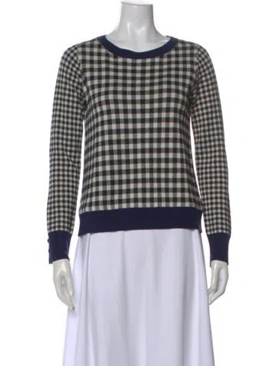 Pre-owned Max Mara Plaid Print Scoop Neck Sweater In Black