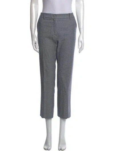 Pre-owned Max Mara Plaid Print Straight Leg Pants In Blue