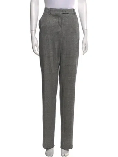 Pre-owned Max Mara Plaid Print Straight Leg Pants W/ Tags In Gray