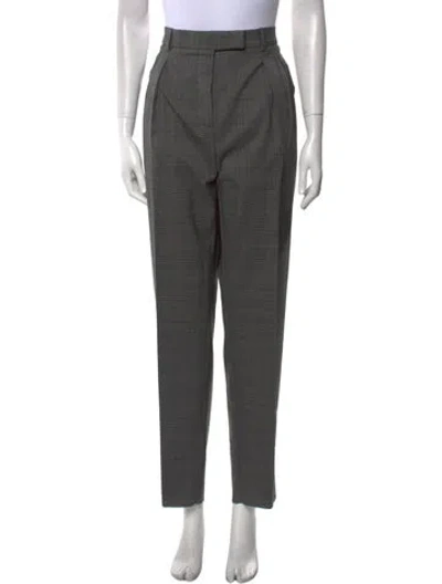 Pre-owned Max Mara Plaid Print Straight Leg Pants W/ Tags In Gray