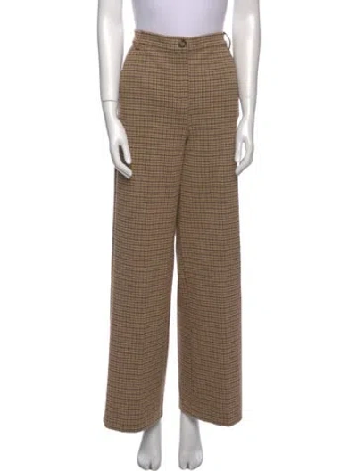 Pre-owned Max Mara Plaid Print Straight Leg Pants W/ Tags In Neutral