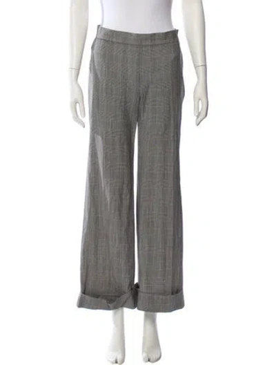 Pre-owned Max Mara Plaid Print Wide Leg Pants In Black
