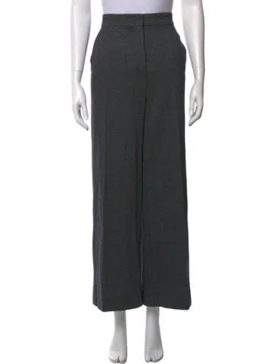 Pre-owned Max Mara Plaid Print Wide Leg Pants In Black