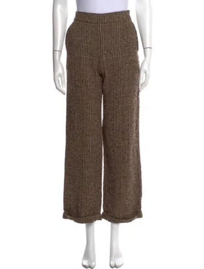 Pre-owned Max Mara Plaid Print Wide Leg Pants In Neutral