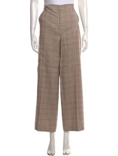 Pre-owned Max Mara Plaid Print Wide Leg Pants W/ Tags In Brown