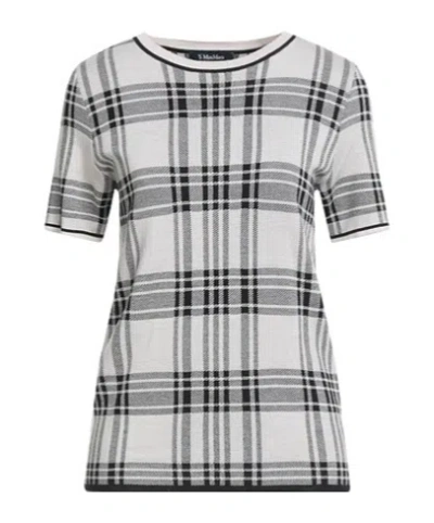 Max Mara Plaid Shortsleeve Knit Top In Black