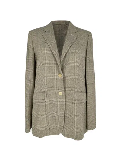 Pre-owned Max Mara Plaid Single-breasted Blazer In Neutrals