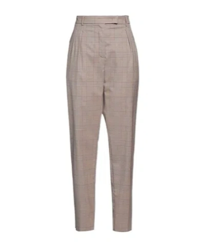 Max Mara Plaid Slim-fitting Pants In Gray