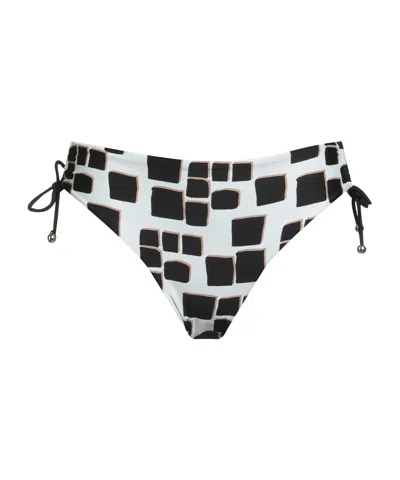 Max Mara Plaid Stretch Bikini Bottoms In Black