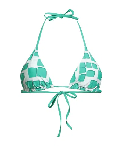 Max Mara Plaid Triangle Bikini In Green