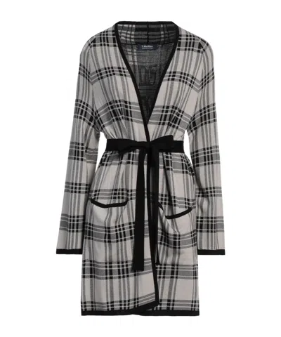 Max Mara Plaid Wool Lightweight Knit Sweater In Black