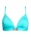 Max Mara Plain Colour Bikini Tops In Blue