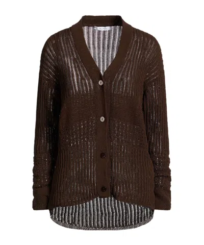 Max Mara Plain Colour Cardigan In Brown